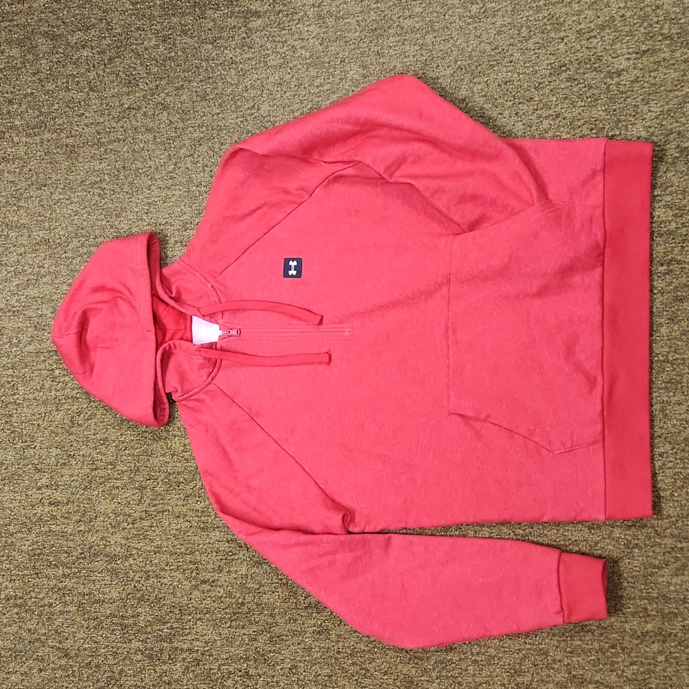 Mens Under Armour Half Zip Hoodie, Red, Large
